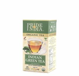 Pride Of India- Organic Indian Green Tea - 1 Pack (25 Tea Bags) - Certified Pure & Natural Tea - Refreshing & Aromatic Flavor