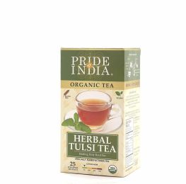 Pride Of India Organic Tulsi Herbal Tea, 25 Tea Bags, Decaf