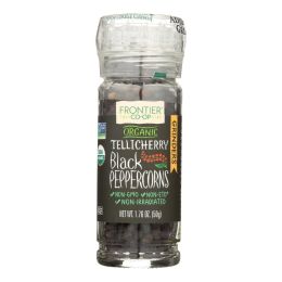 Frontier Herb Peppercorns - Organic - Whole - Black - Tellicherry Grade - Grinder Bottle - 1.76 oz - Case of 6