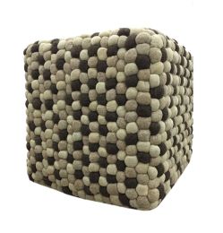 Handmade Woolen Pebble Pouf | Brown Natural