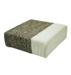 Ira - Handmade Wool Braided Square Pouf | Natural/Snow White | 90x90x30cm