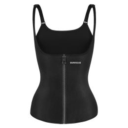 Burvogue Waist Trainer Corset Underbust Shapewear Latex Body Shaper Tummy Slimming Underwear Women Weight Loss Sauna Sweat Vest (Color: black, size: S)