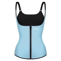 Burvogue Waist Trainer Corset Underbust Shapewear Latex Body Shaper Tummy Slimming Underwear Women Weight Loss Sauna Sweat Vest (Color: Blue, size: XXL)