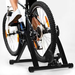 Indoor Fitness 8 Levels Adjustable Resistance Steel Bicycle Exercise Stand (Color: black, Type: Exercise & Fitness)