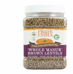 Pride Of India - Indian Whole Brown Crimson Masur Lentils - Protein & Fiber Rich Masoor Whole (size: 1.5 LB)